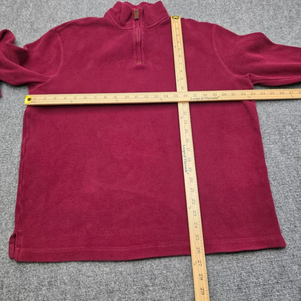 Polo‎ Ralph Lauren Quarter Zip Pullover Sweater Men's Large Burgundy Red Cotton